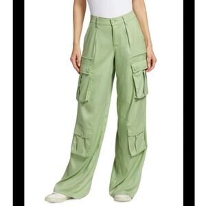 NEW Alice + Olivia Joette Cargo Wide Leg Pants Seamoss Green Size 12 NWT
